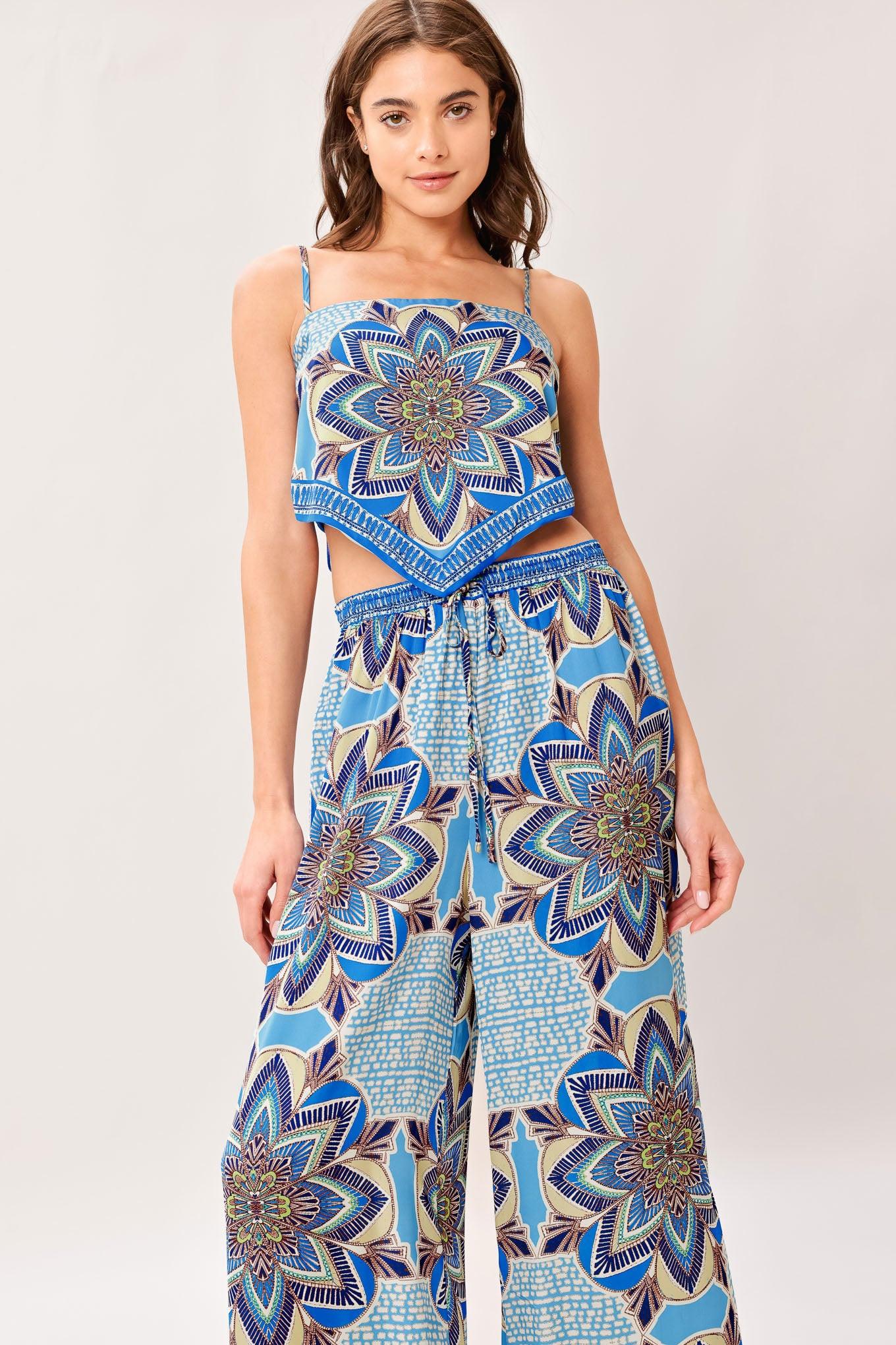 AZURE MANDALA SCARF TOP & PANT SET