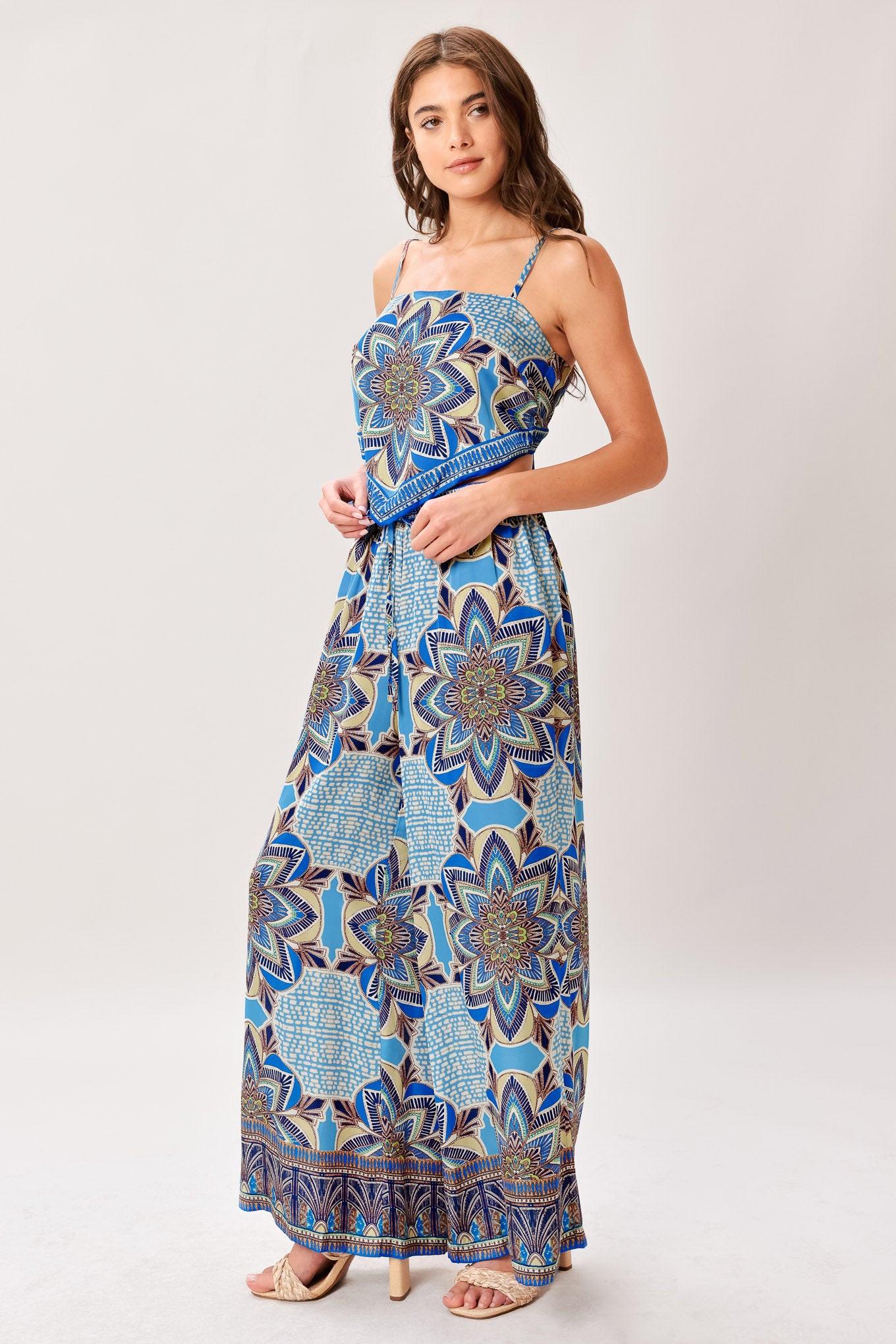 AZURE MANDALA SCARF TOP & PANT SET