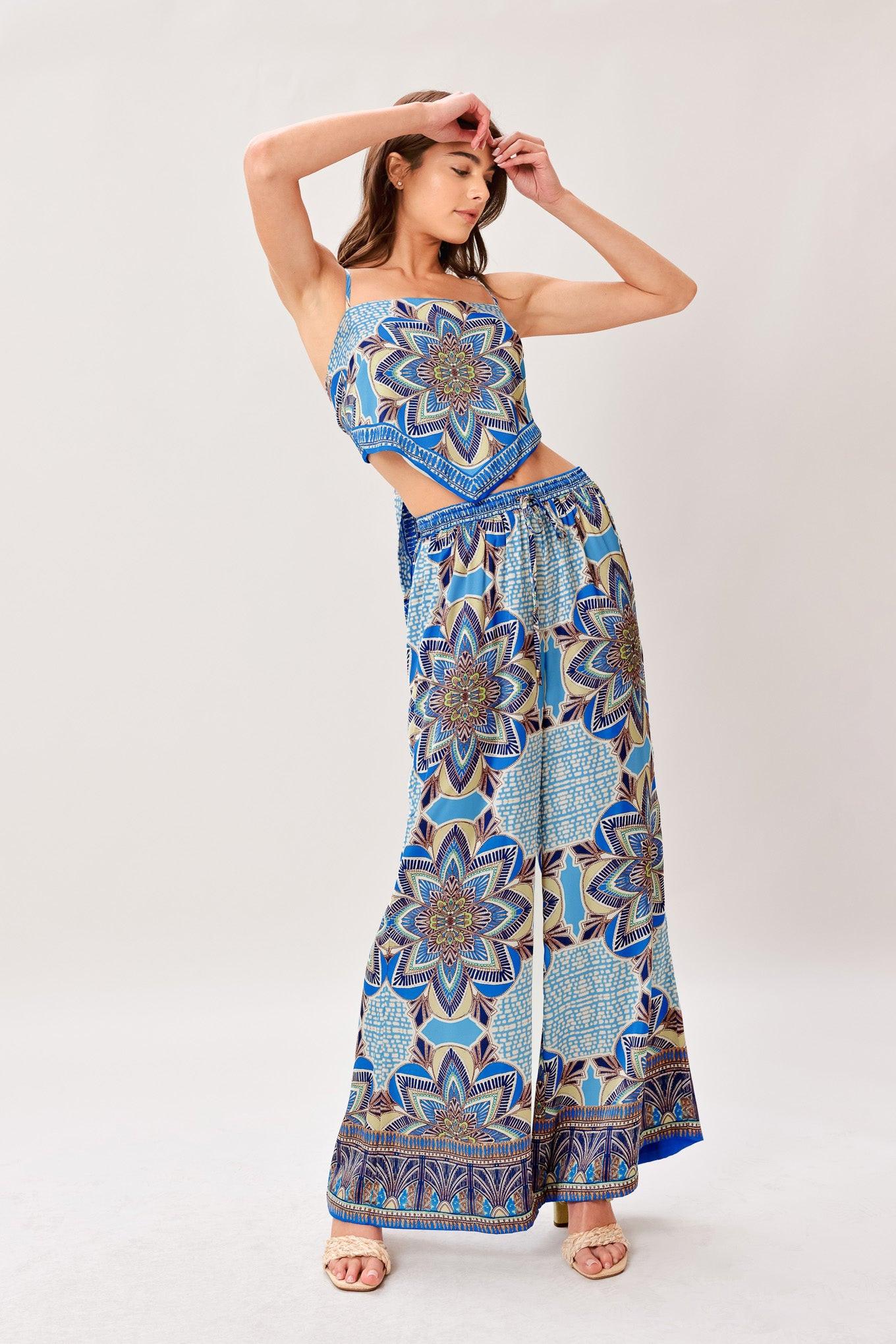 AZURE MANDALA SCARF TOP & PANT SET