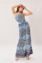 AZURE MANDALA SCARF TOP & PANT SET