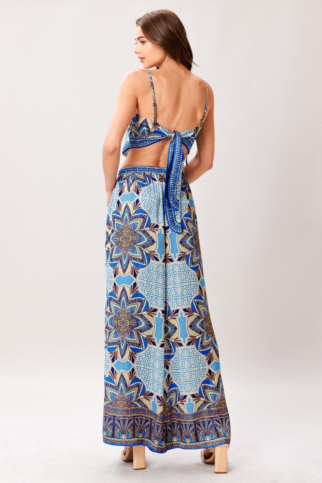 AZURE MANDALA SCARF TOP & PANT SET