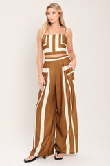 LUXE COAST BROWN & IVORY TOP & PANT SET