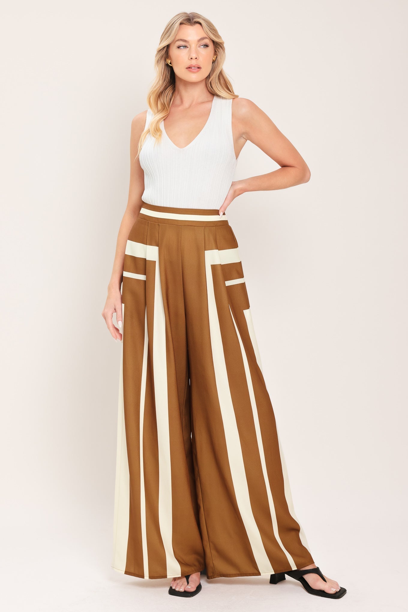 LUXE COAST BROWN & IVORY TOP & PANT SET