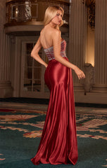 MYSTIQUE GOWN - STRAPLESS BEADED BODICE EVENING DRESS
