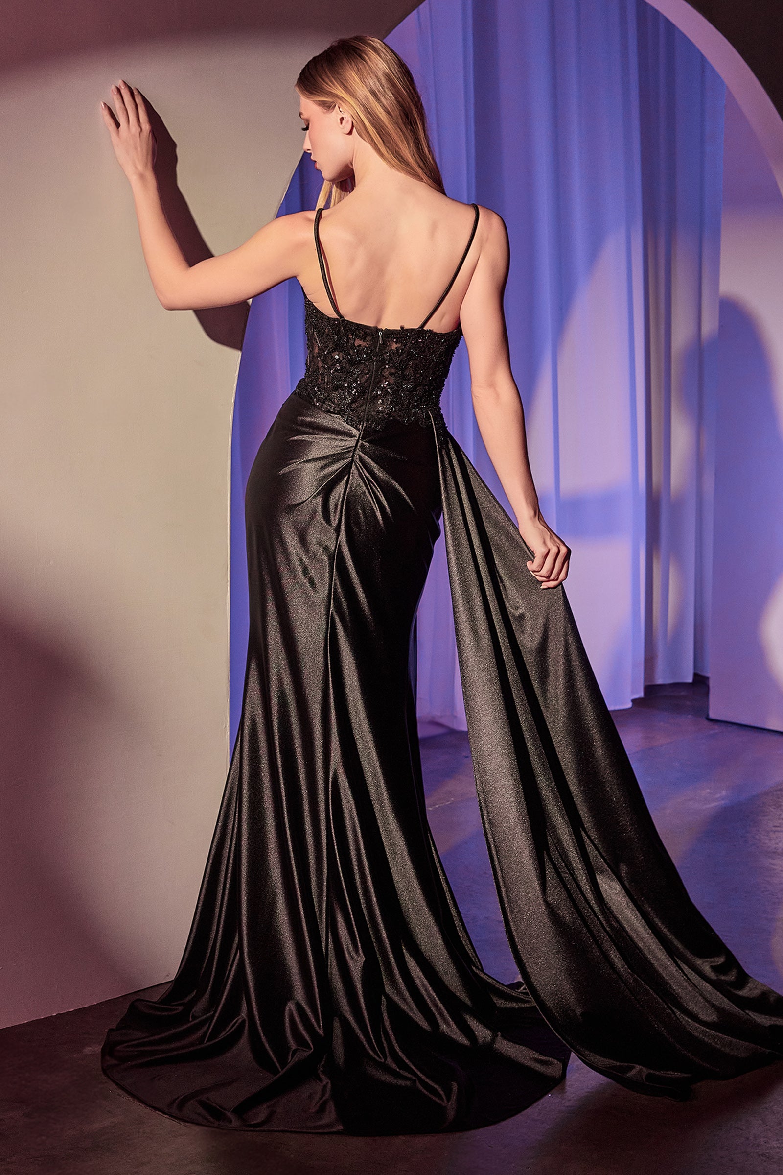 Reynolds Gown - Satin Pleated Dress With Draped Sash