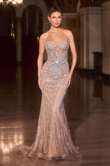 Keisha Gown - Keyhole Mermaid Dress With Lace Up Back