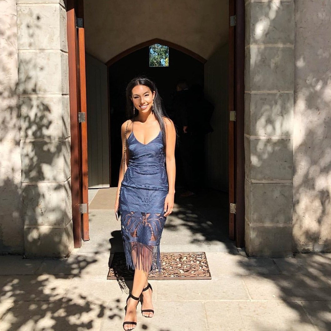 Khaleesi Dress - Steel Blue - Lace Dress With Fringe - FINAL SALE