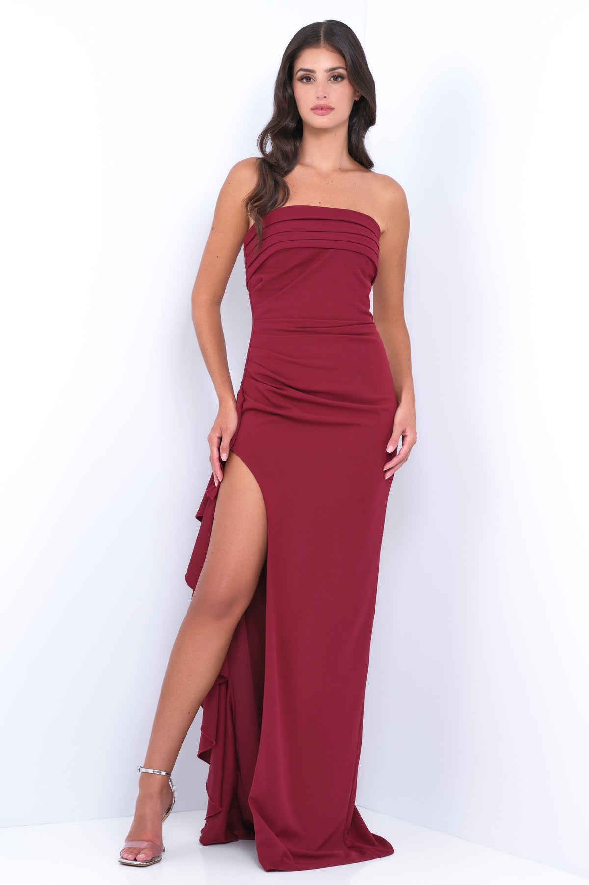 Marie Strapless Maxi Dress - Burgundy