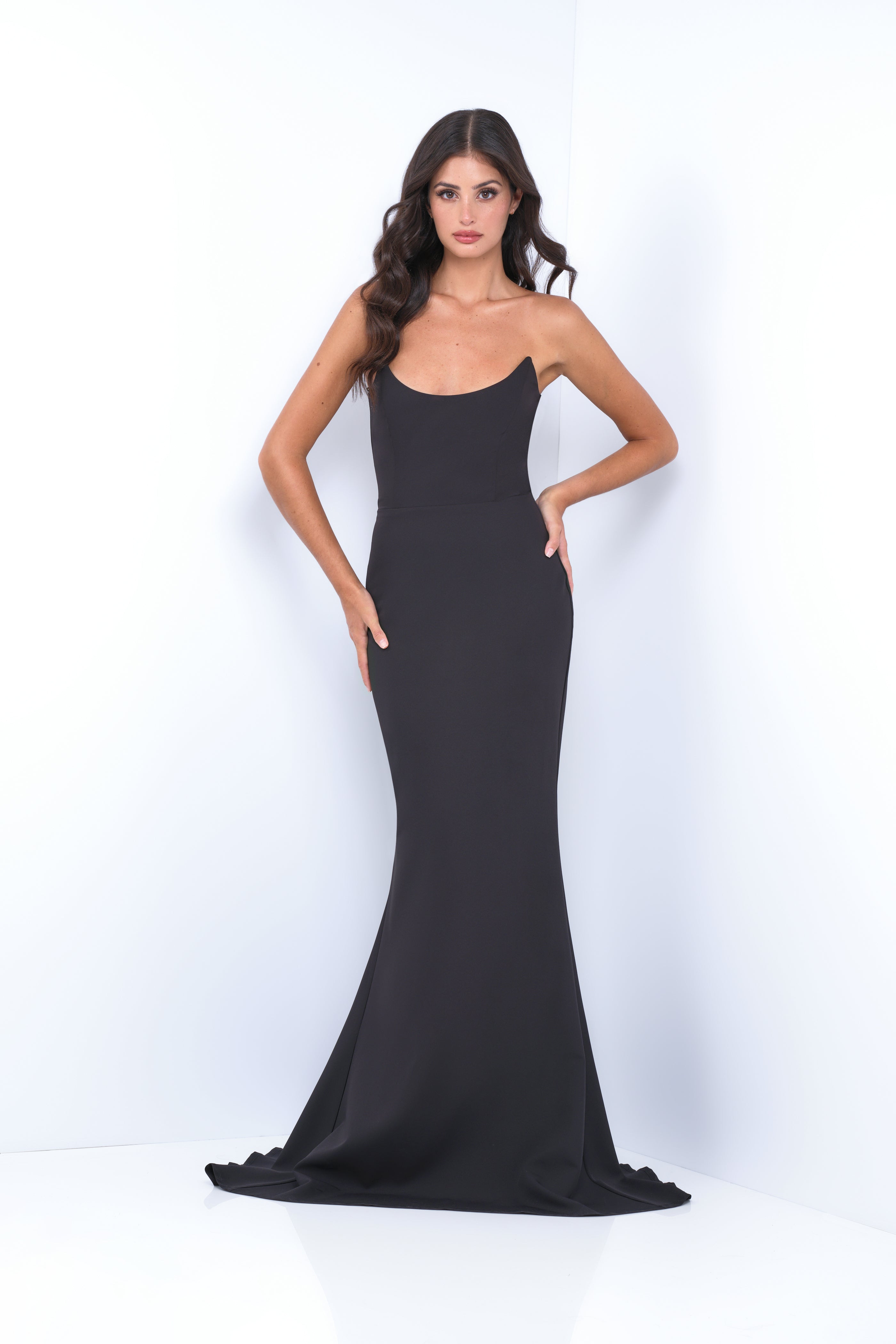 Daris Gown - Black - Cat-Eye Scoop Neckline Dress