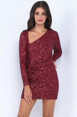 Kia Sequin Mini Dress - Burgundy