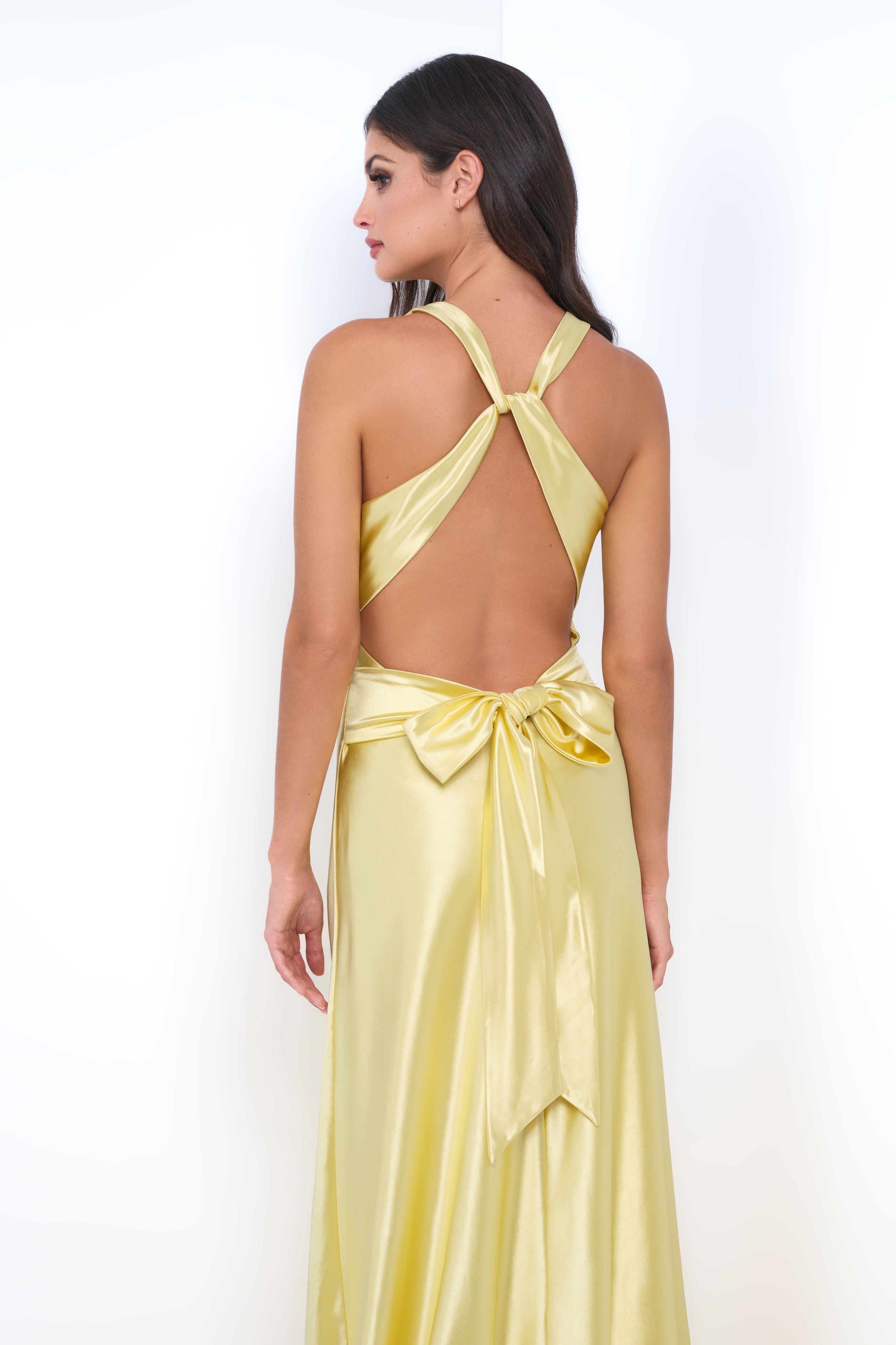 Odette Maxi Dress - Pink - Open Back With Adjustable Bow Tie Detail