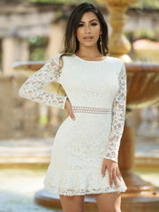 Medindie Dress - White Lace Open Back Dress