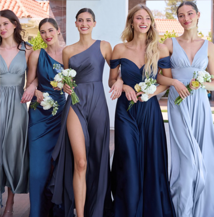 JILLIAN GOWN - A-LINE SOFT SATIN OFF THE SHOULDER DRESS