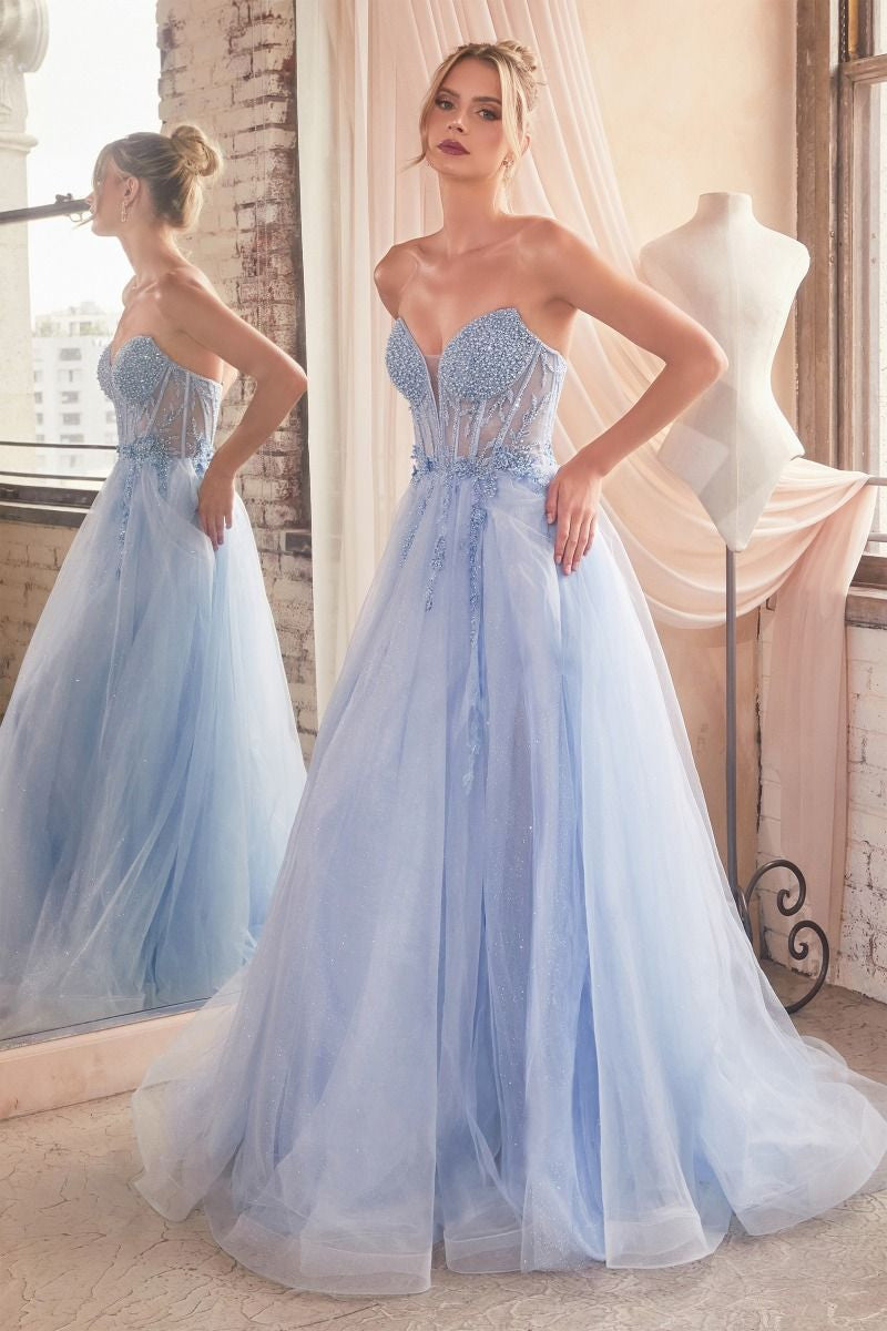 Marisol Gown - Pearl Beaded Glitter Tulle Ball Gown