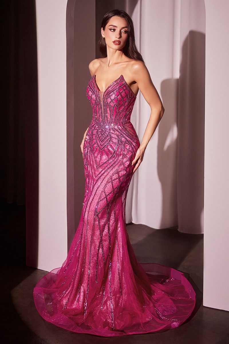 MAXWELL GOWN - CRYSTAL STRAPLESS EMBELLISHED MERMAID GOWN