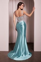 MELROSE GOWN - CRYSTAL BEADED LACE & SATIN GOWN