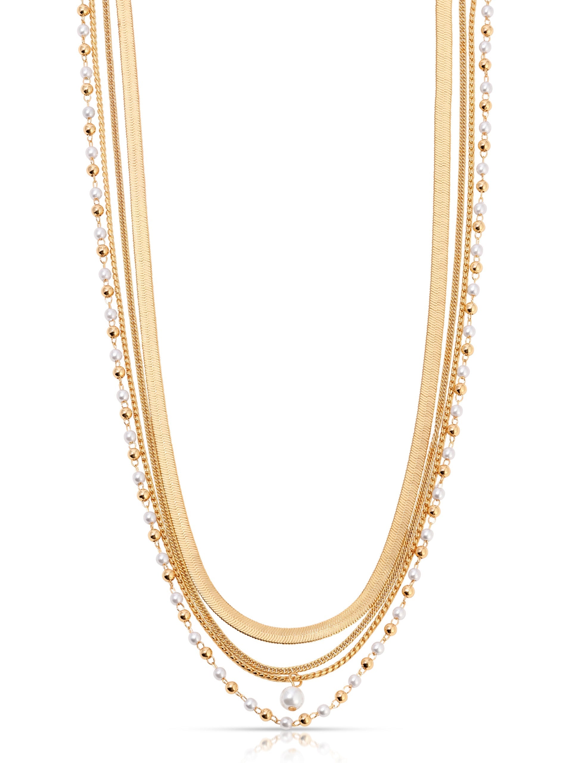 All the Chains Pearl Layered Necklace
