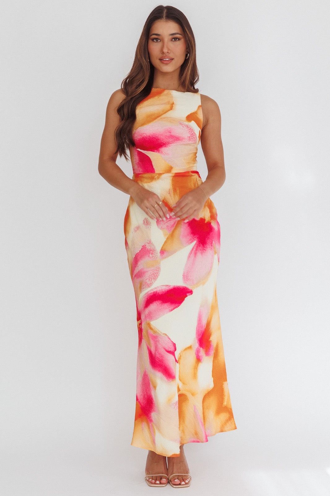 Laguna Maxi Dress - Orange Floral Print Dress