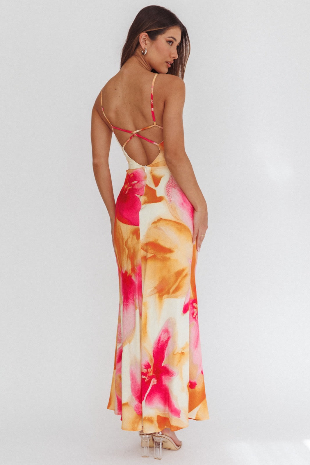 Laguna Maxi Dress - Orange Floral Print Dress