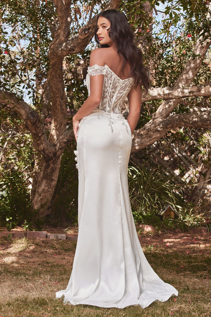 Rosaline Gown - Off White - Floral Off-The-Shoulder Dress