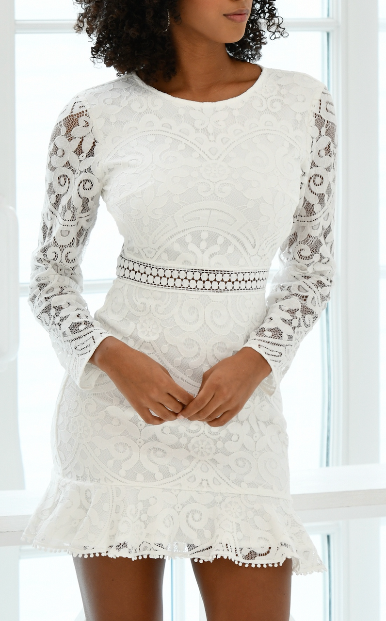 Medindie Dress - White Lace Open Back Dress
