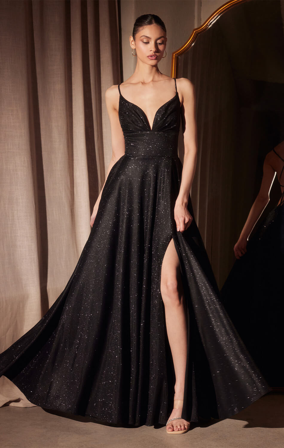 Gwendolyn Gown - Shimmer Lace-Up Back A-Line Evening Dress