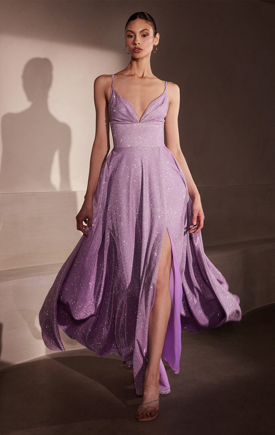 Gwendolyn Gown - Shimmer Lace-Up Back A-Line Evening Dress