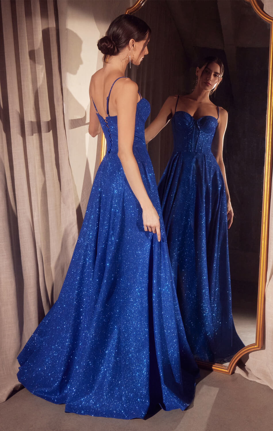 Krista Gown - Glitter Dusted A-line Bustier Dress