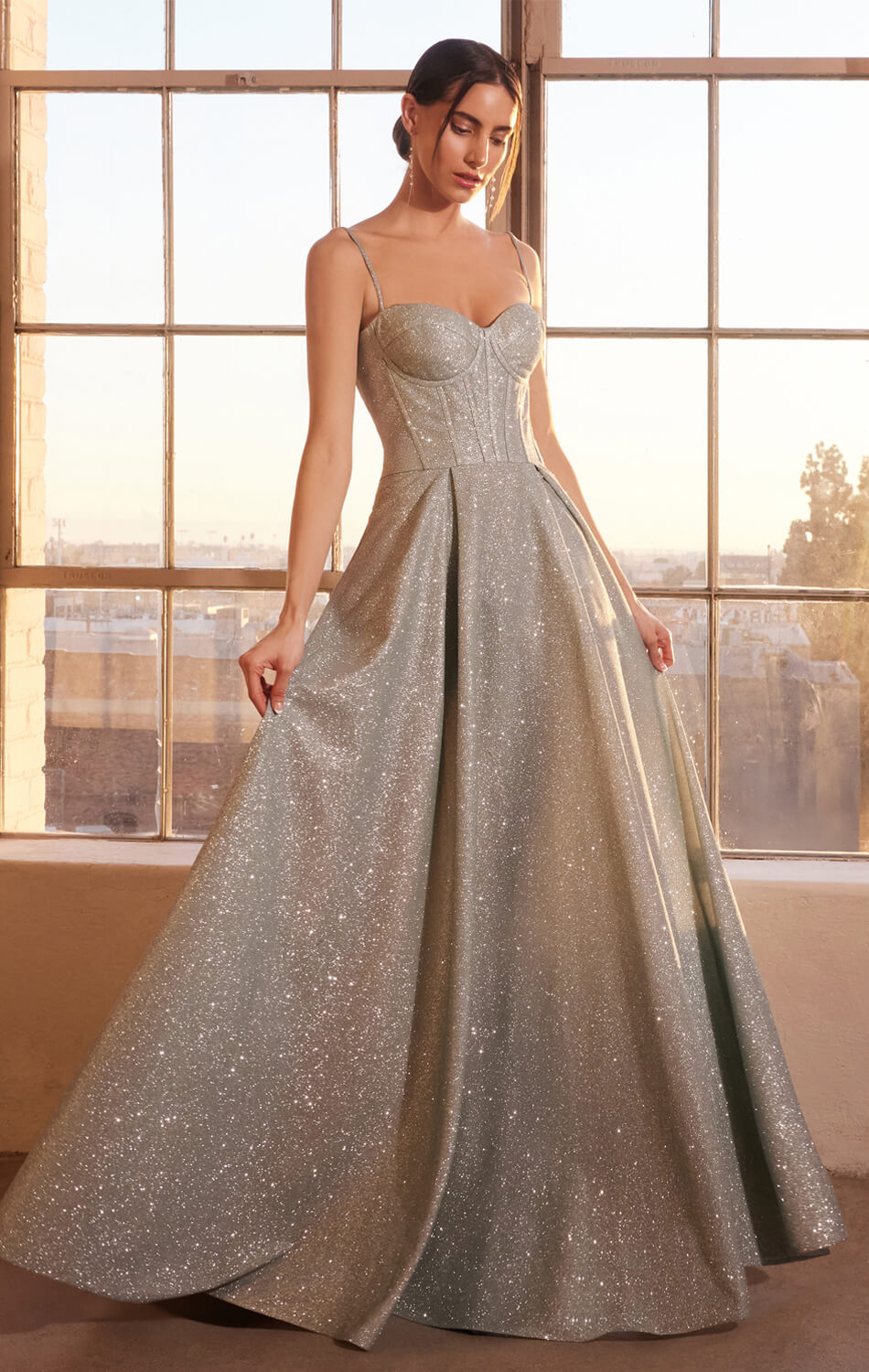 Krista Gown - Glitter Dusted A-line Bustier Dress