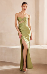Sadie Maxi Dress - Strapless Sweetheart Corset Satin Dress