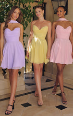 Ella Mini Dress - A-line Strapless Chiffon Cocktail Dress With Scarf