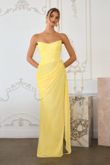 Skyler Gown - Strapless Draped Chiffon Dress