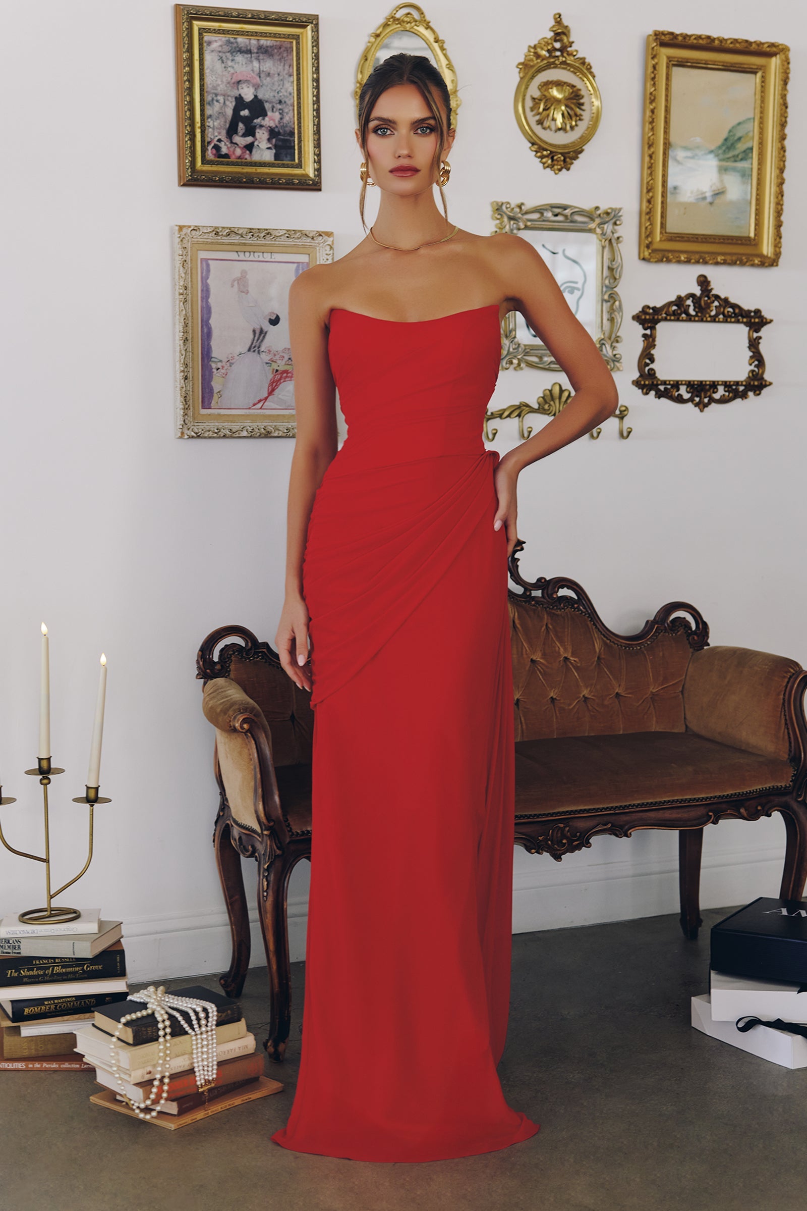 Skyler Gown - Strapless Draped Chiffon Dress