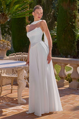 Reese Gown - Satin & Chiffon Dress With Scarf - Off White
