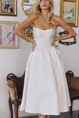 Talullah Midi Dress - Off-White Mikado Cocktail Dress