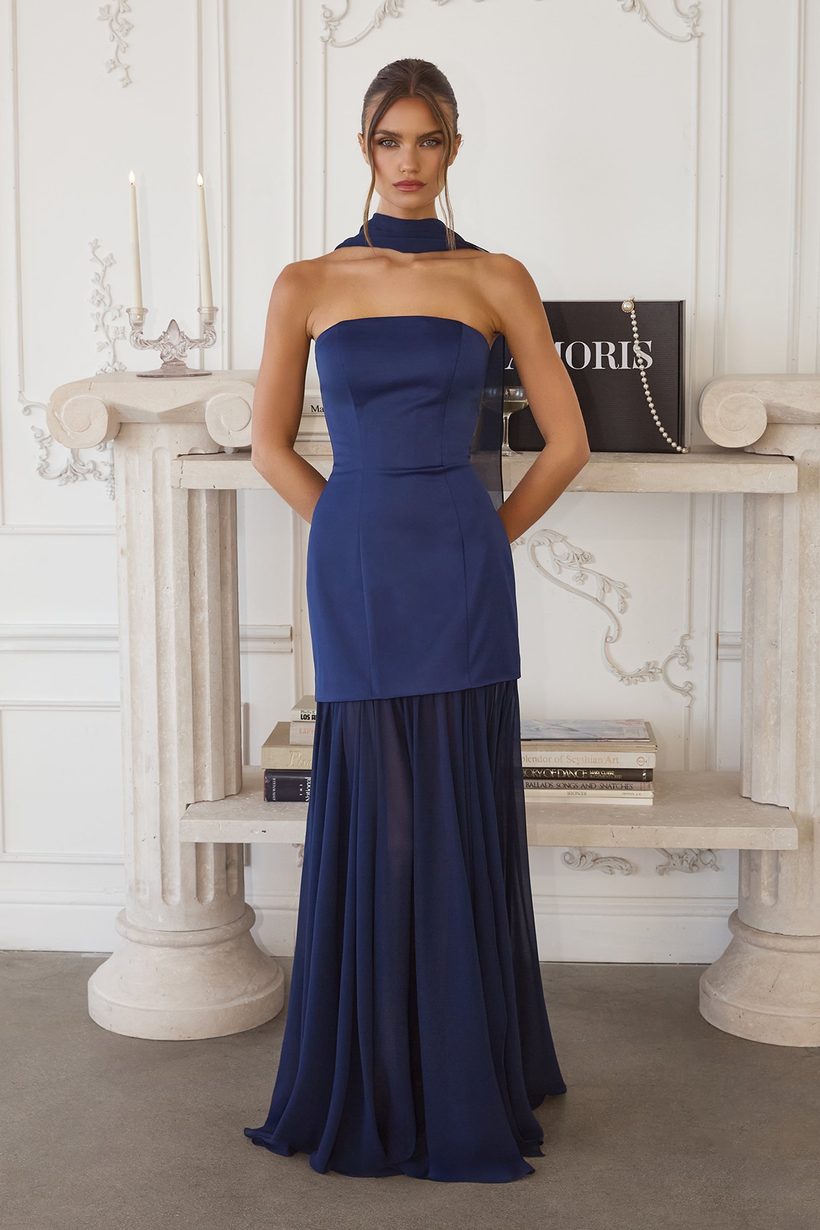 Sheila Strapless Maxi Dress With Scarf