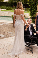 Tatiana Gown - Off White - OFF THE SHOULDER SEQUIN GOWN