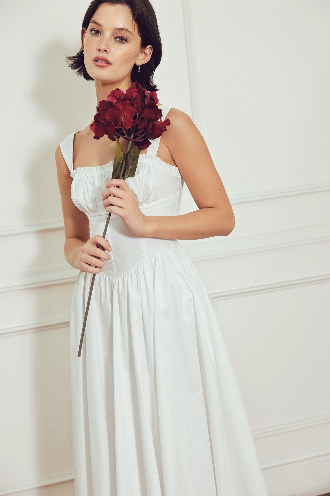 SWEETHEART SERENADE WHITE MIDI DRESS - FINAL SALE