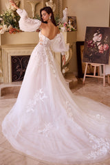 WL018 - Lace Appliqued Wedding Ball Gown - Andrea & Leo