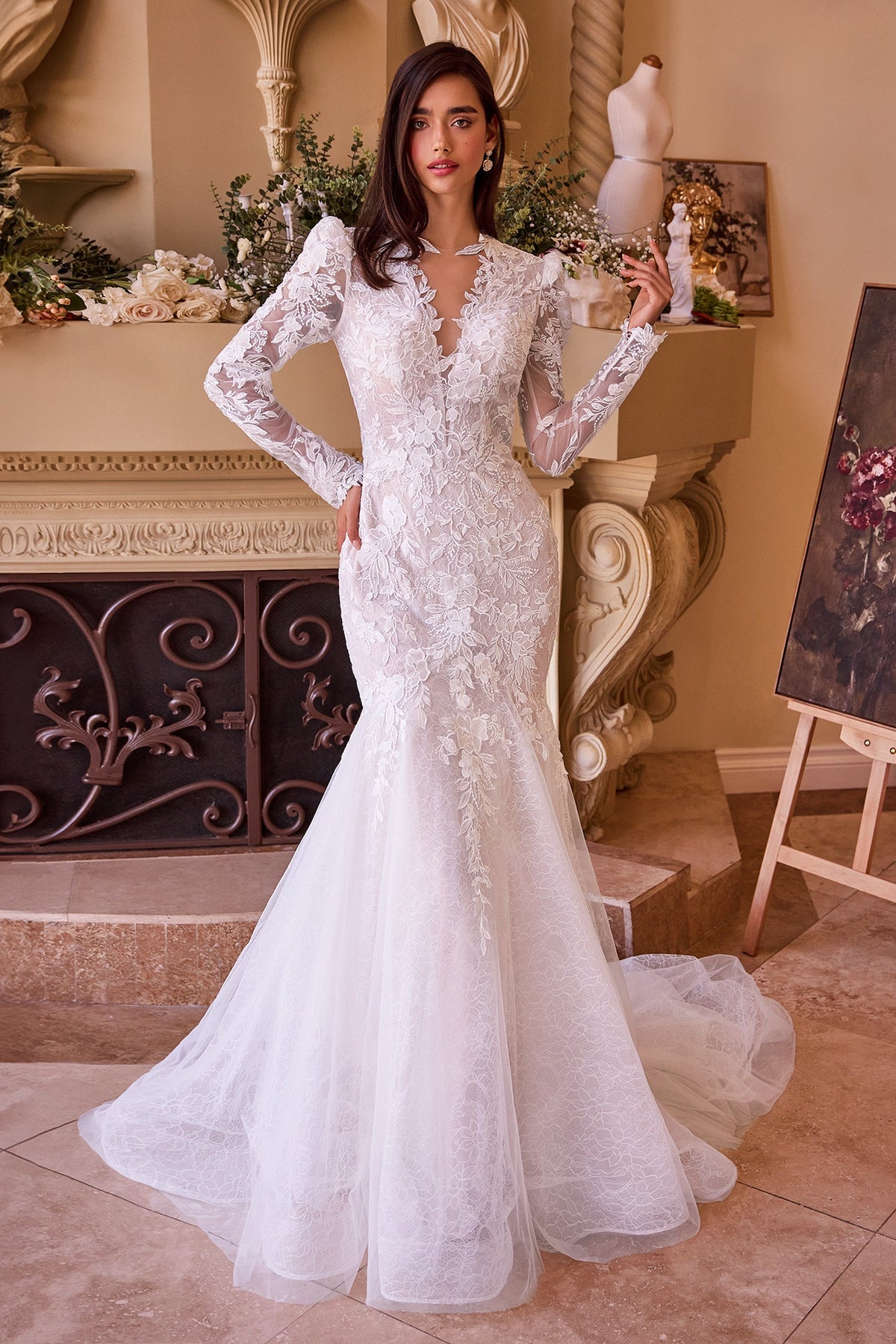 WL036 - Long Sleeve Lace Mermaid Bridal Gown - Andrea & Leo