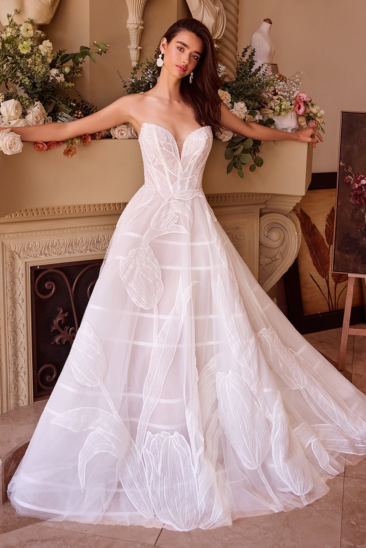 WL043 - Tulip Sequin Embroidered Wedding Ball Gown - Andrea & Leo