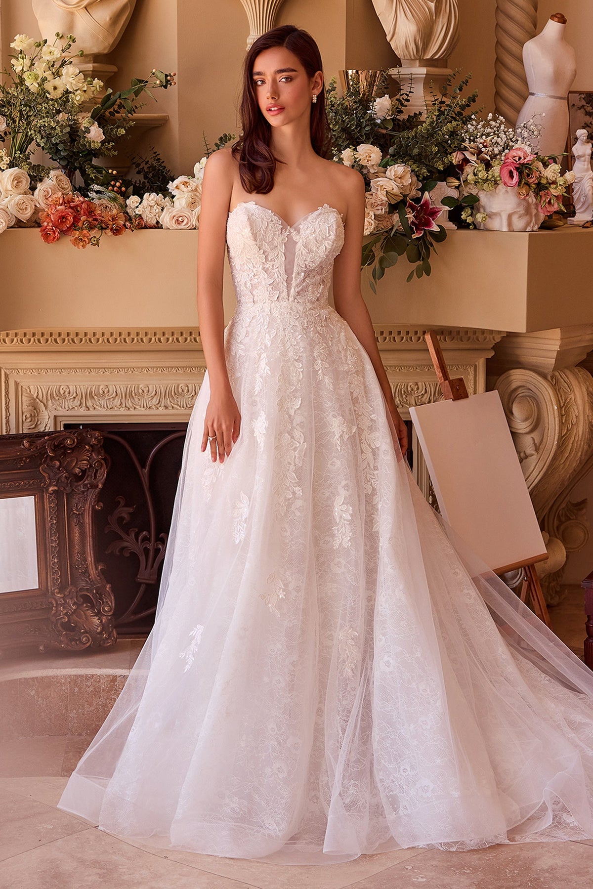 WL052 - Deep Sweetheart Strapless Bridal Ball Gown - Andrea & Leo