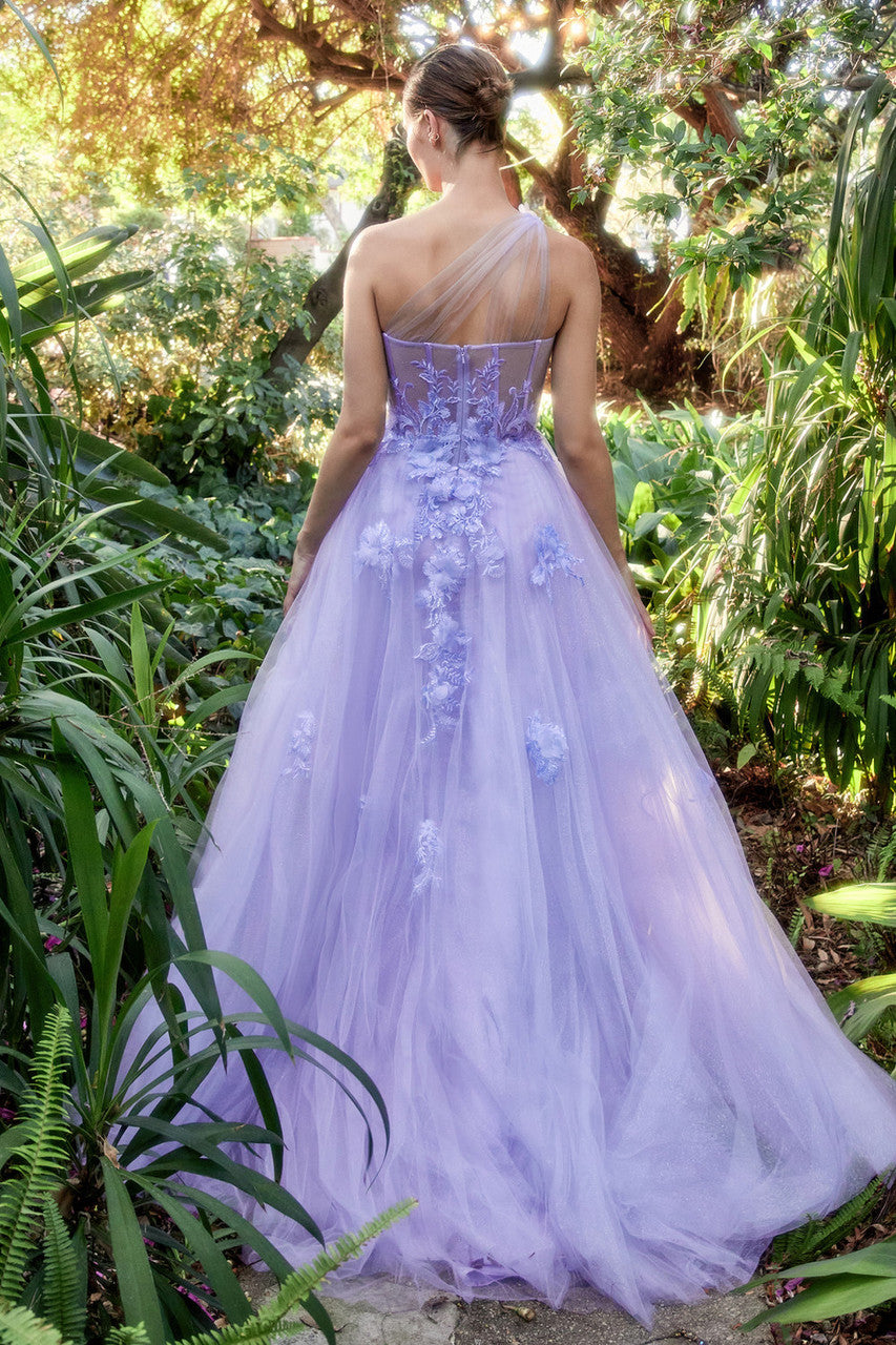 A1053 - Leila One Shoulder A-Line Tulle Gown - Andrea & Leo