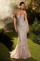 A1257 - Off The Shoulder Embellished Gown - Andrea & Leo