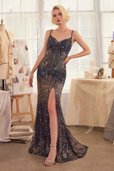 A1374 - Ombre Sequin Formal Gown - Andrea & Leo