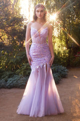 A1388 - SEQUIN FLORAL MERMAID GOWN - LAVENDER - Andrea & Leo - FINAL SALE