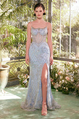 A1470 - CRYSTAL NECKLINE BEADED GOWN - Andrea & Leo