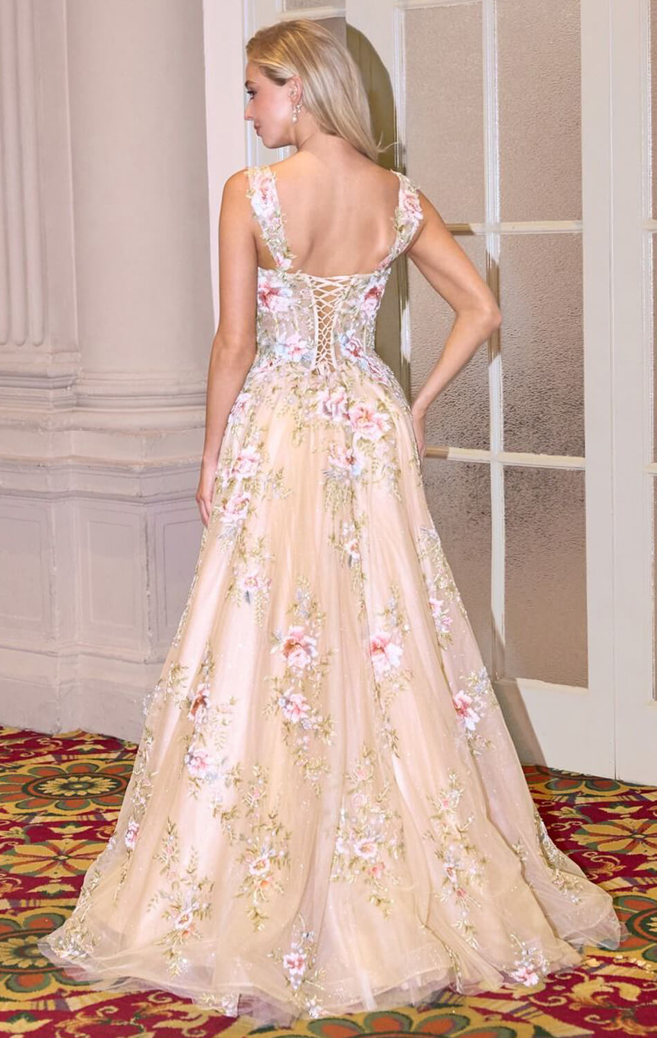 A1480 - Crystal Chrysanthemum Ball Gown - Andrea & Leo