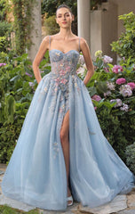 A1490 - Beaded Bellflower Bustier Ball Gown - Andrea & Leo