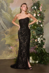 A1497 - Lila Lace Column Gown - Andrea & Leo